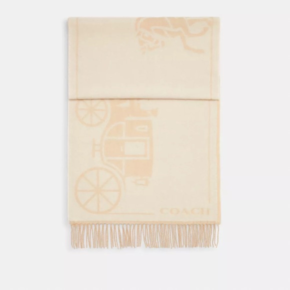 NWT Coach Horse And Carriage Print Oversized Muffler Chalk Ivory CU808 RARE - Picture 1 of 1